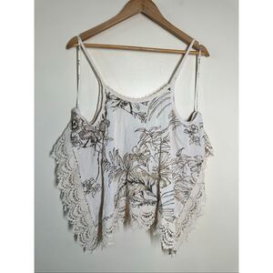 Miss Me Cream Bandana Lace Hem Top With Adjustable Straps Size Small New